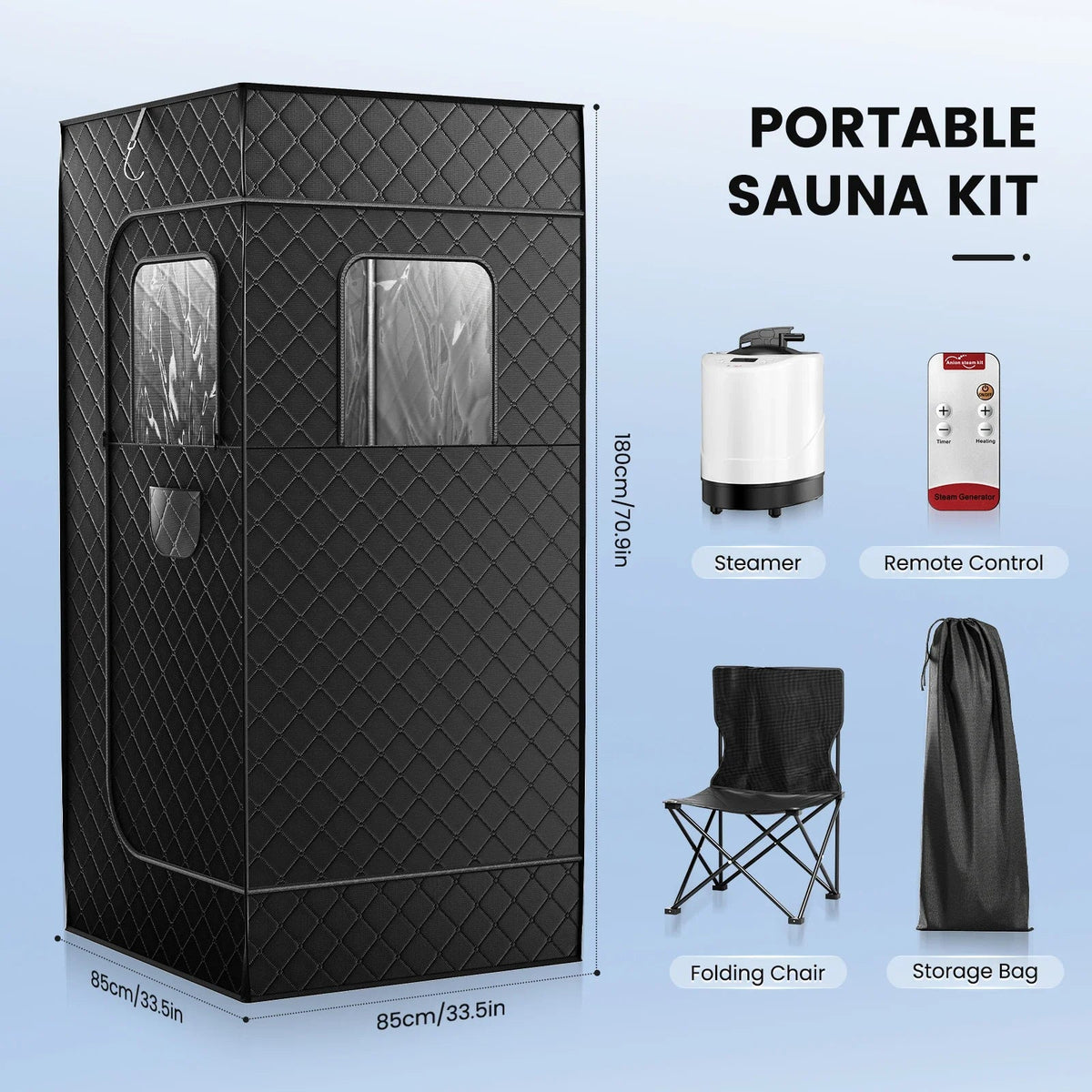 Portable Steam Sauna Tent 1000W 2.6L Steamer Generator Sauna Tent Steam Room for Full Body Home Sauna Relaxation Detox 220V