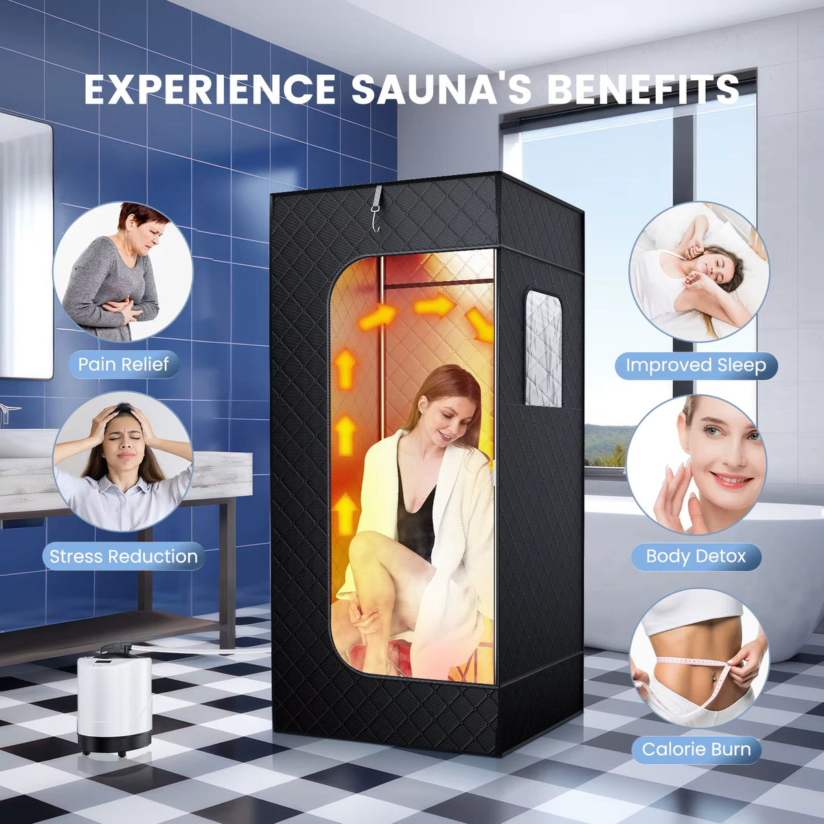Portable Steam Sauna Tent 1000W 2.6L Steamer Generator Sauna Tent Steam Room for Full Body Home Sauna Relaxation Detox 220V