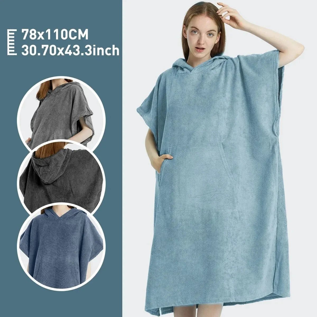 Surf Poncho Towel Poncho Quick-Dry Towel Hoodie Microfiber Beach Robe Changing Poncho Swim Towel Beach Poncho for Adults