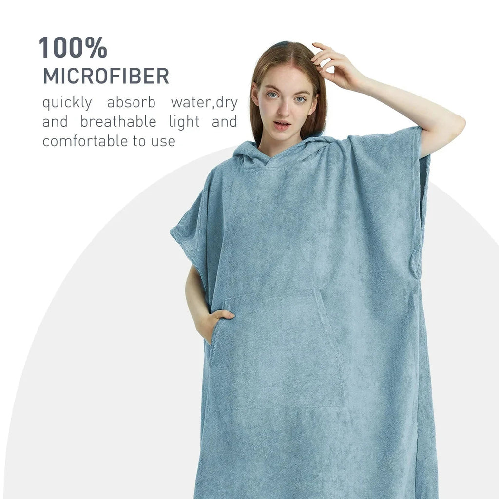Surf Poncho Towel Poncho Quick-Dry Towel Hoodie Microfiber Beach Robe Changing Poncho Swim Towel Beach Poncho for Adults
